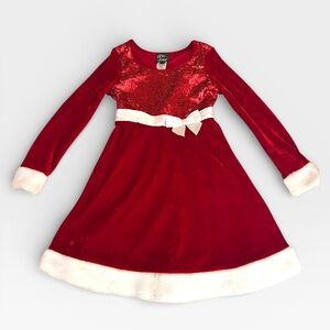 5 for $25🔥Pink & Violet Red Sequined Velvet Holiday Dress Girls Size 7